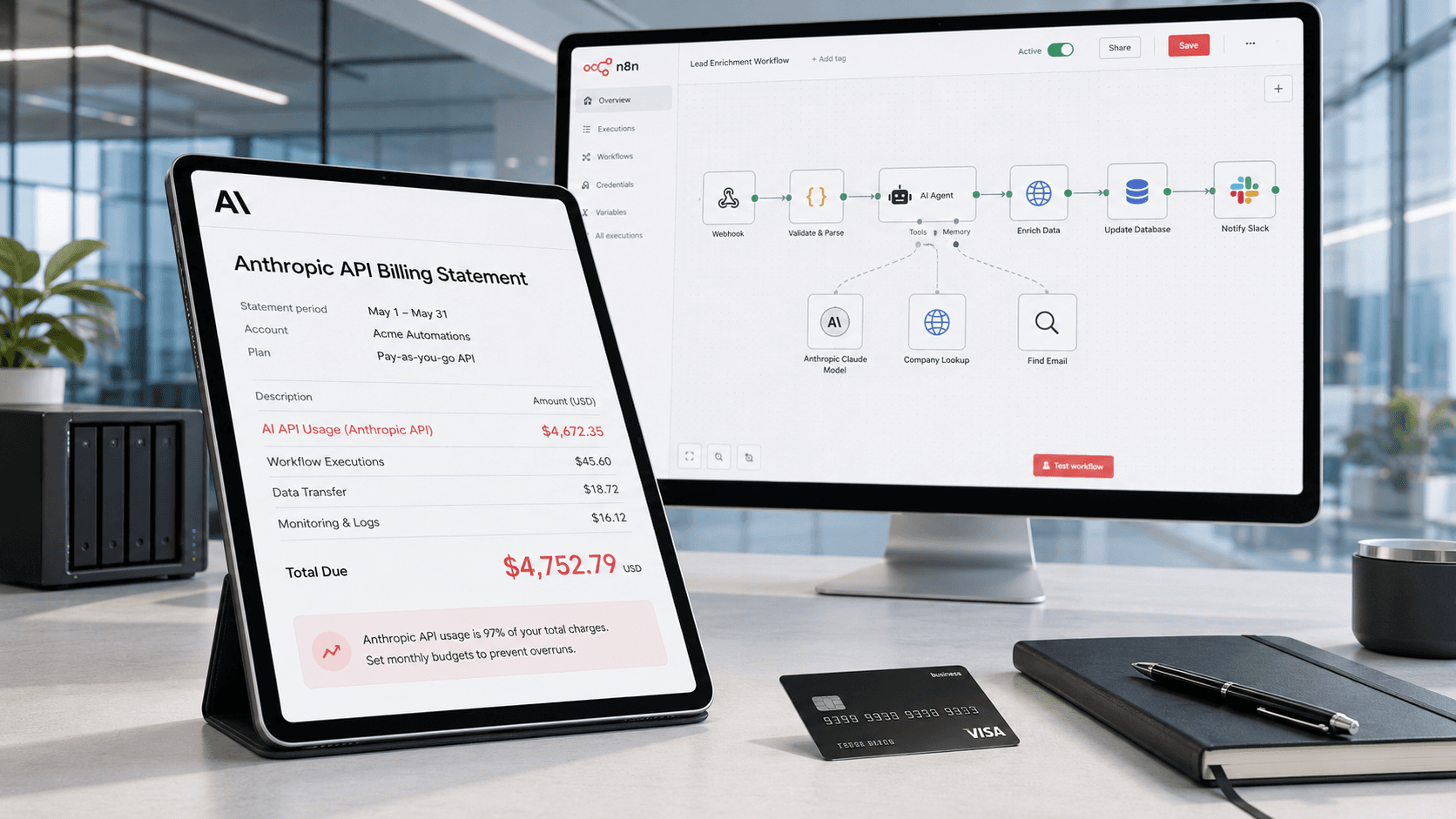 Retry loop detected alert panel in TokenSense dashboard with cost spike warning indicator